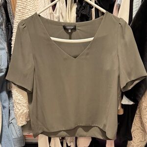 Aritzia Women's Olive V-Neck Blouse